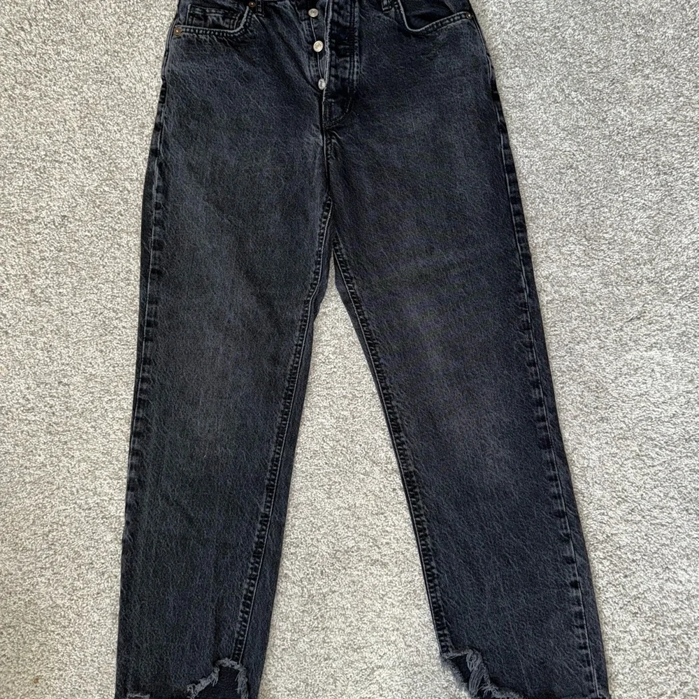 Free People Black Straight Leg Jeans with Button Fly - Picture 6 of 8
